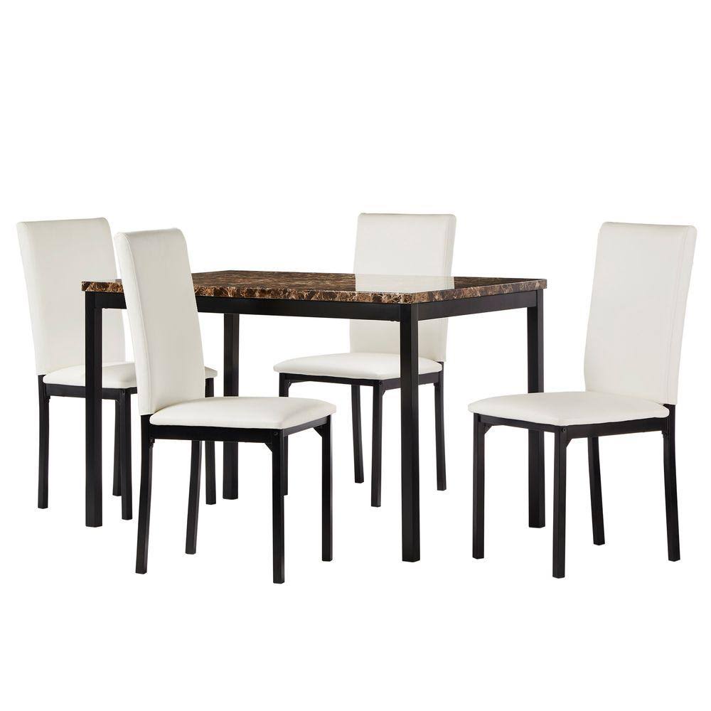 White 5-Piece Dining Set D860