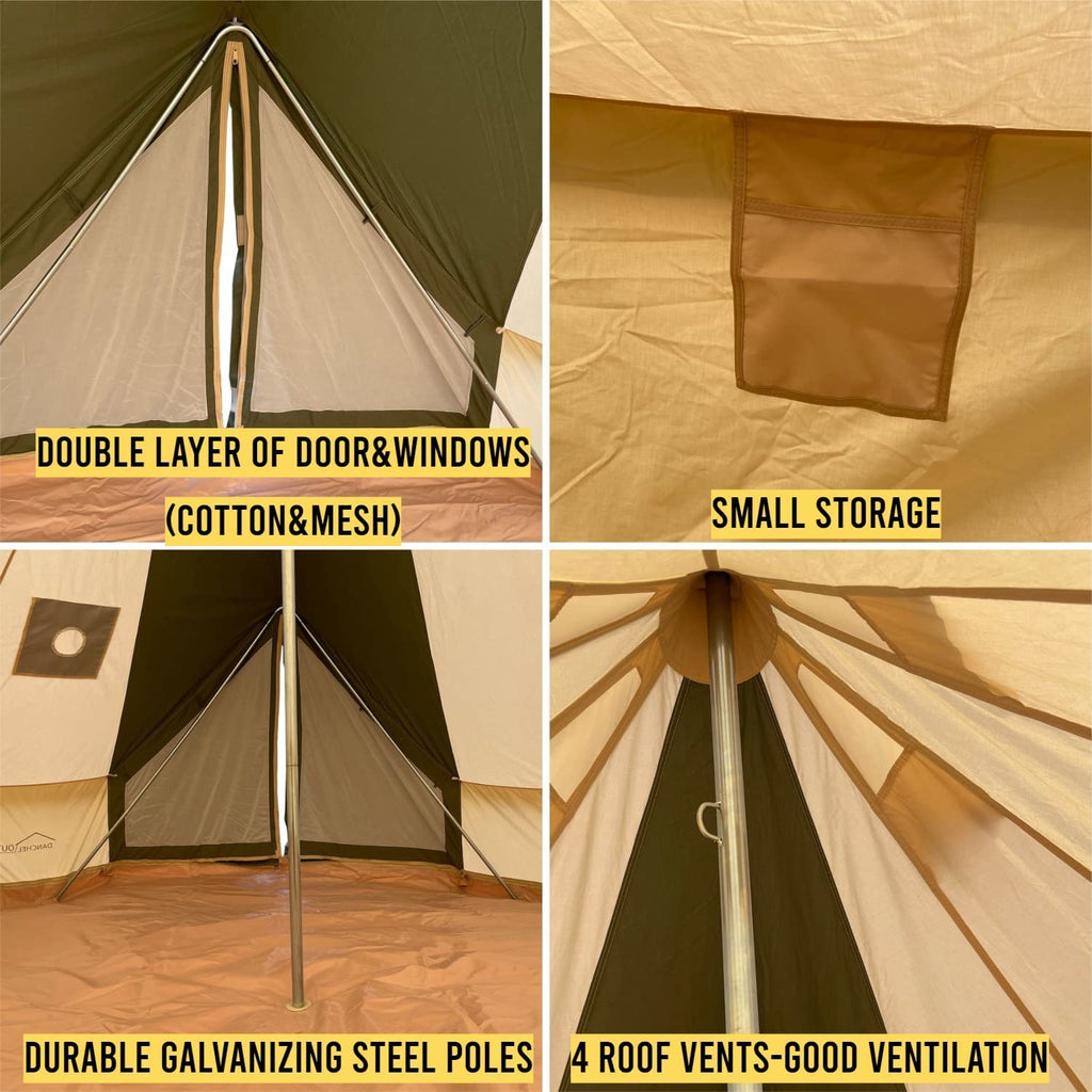 Green Canvas Bell Tent 4 Person 13.2ft Diameter O667