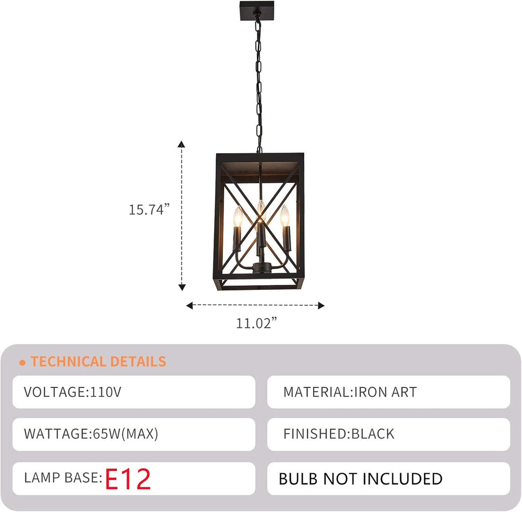 Black 4 Lights Cage Chandelier I121834