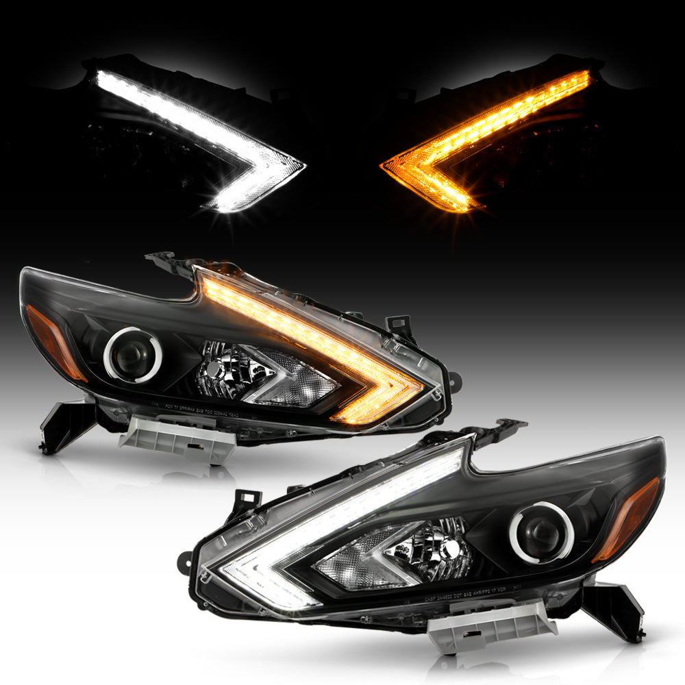 Black LED SwitchBack Tube Projector Headlights J842