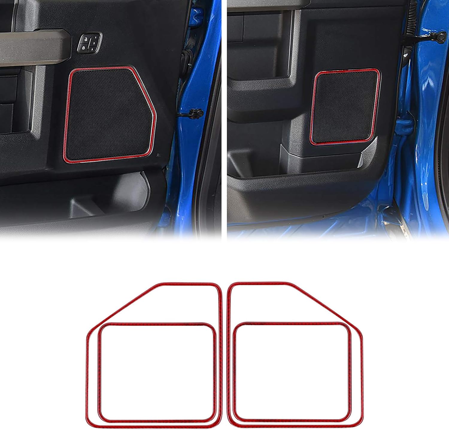 Red Carbon Fiber Door Loudspeaker Frame Trim Cover 4PCS H665